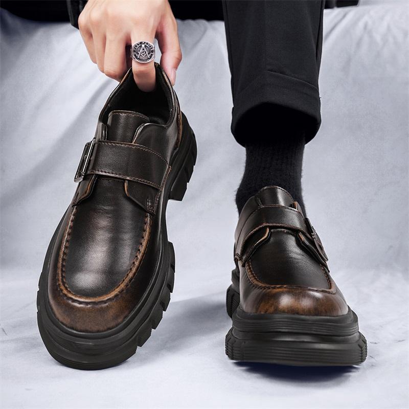 Derby men's leather shoes Classic versatile British design styles Outdoor Street Daily Business Office Quality Thick soled Shoes