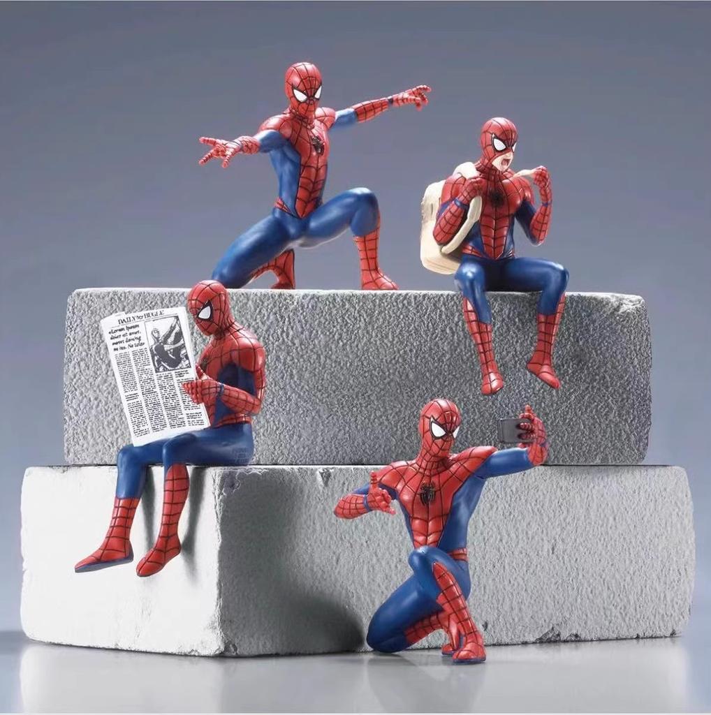 Popular New 4 Spider Man Casual Edition Peripheral Figurines Home Desktop Car Ornaments Cake Decoration Models Gifts