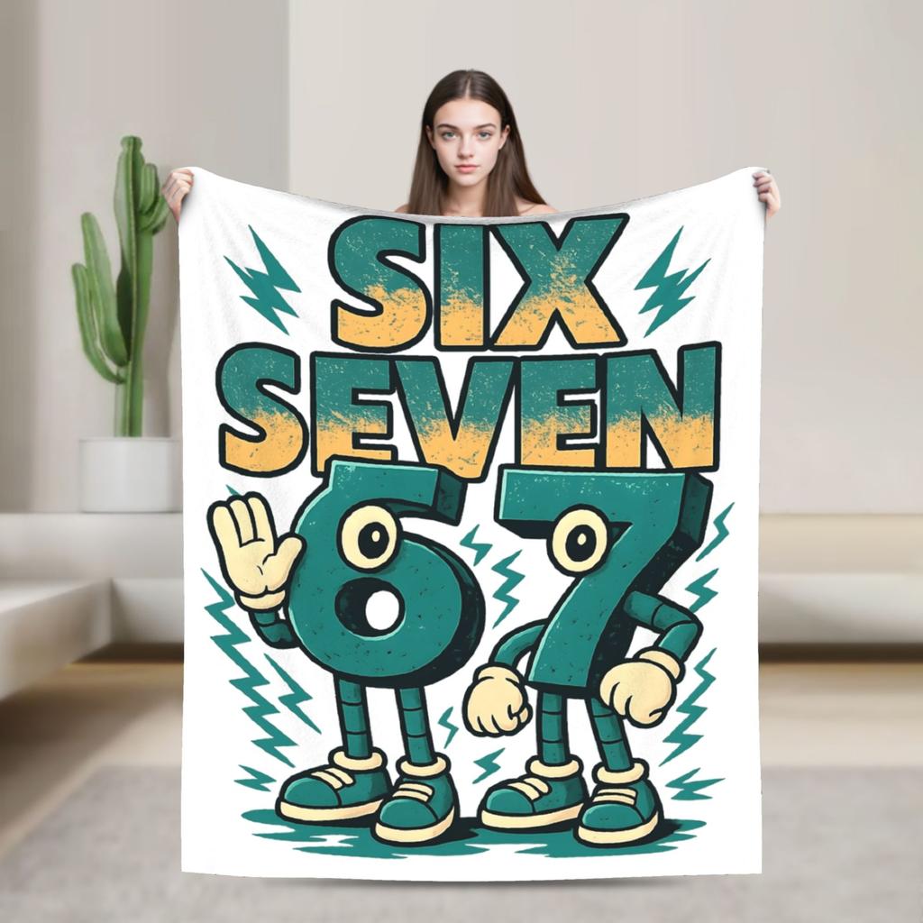 Warm Blanket Travel 67 Six Seven 6 7 Funny Italian Brainrot Gaming Meme Throw Blanket  Flannel Bedspread For Bedroom Bed Cover