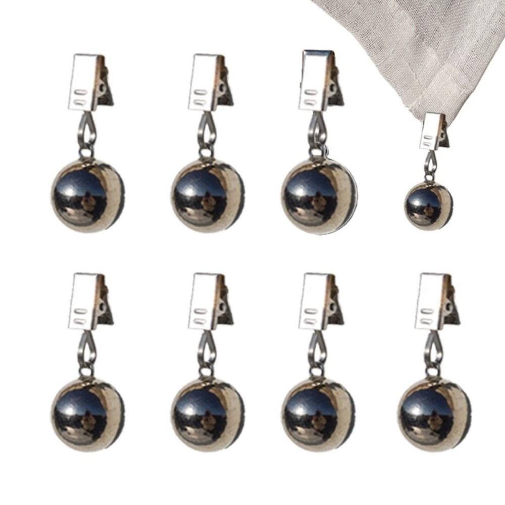 4pcs Solid Metal Ball Curtain Drape Holder Windproof Table Cover Pendant Clips  Outdoor Picnic Decor