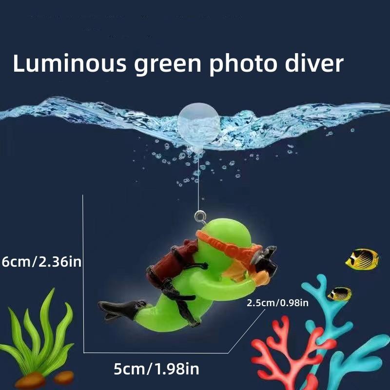 Fish Tank Decoration Luminous Green Mini Floating Diver Aquarium Ornaments Cute Small Floating Ball Aquarium Accessories Acuario