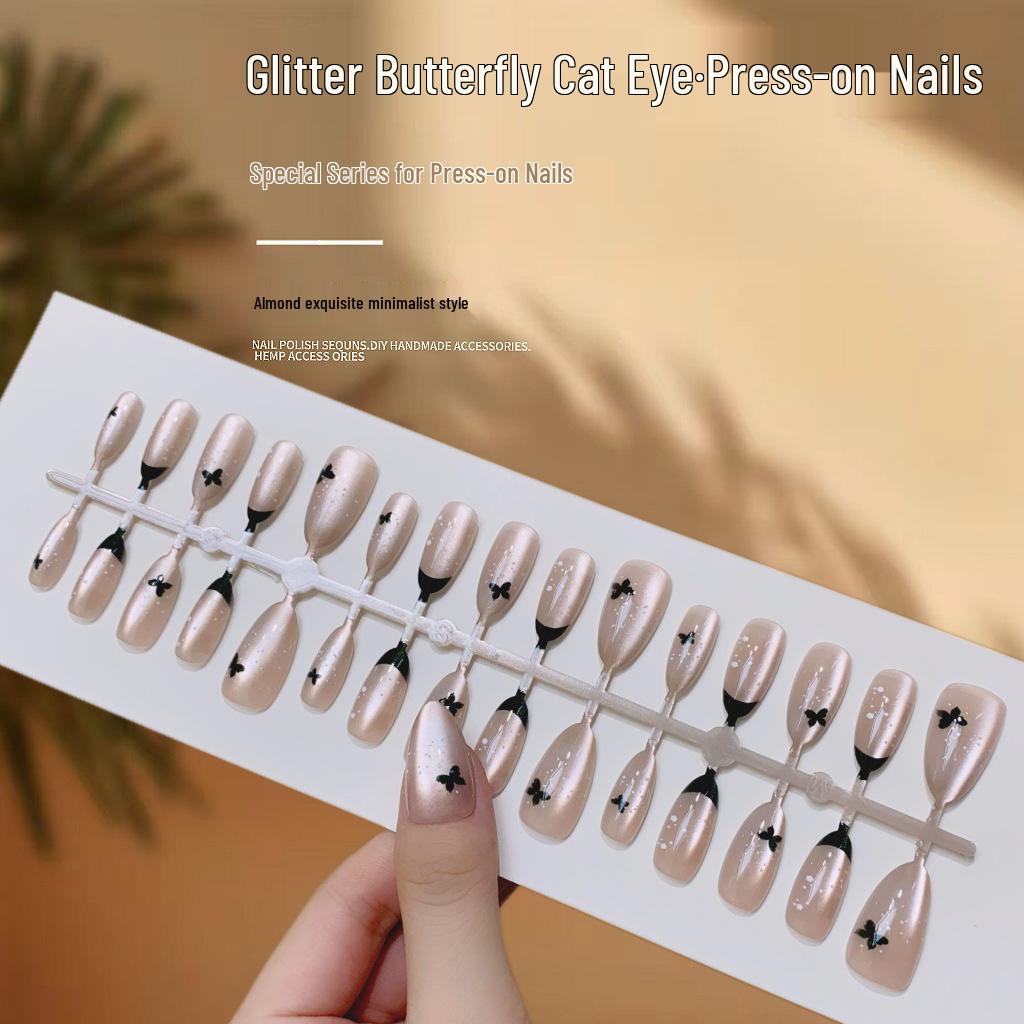

Butterfly Cat Eye Blush Nail Art: High-End Wearable Fake Nail Set