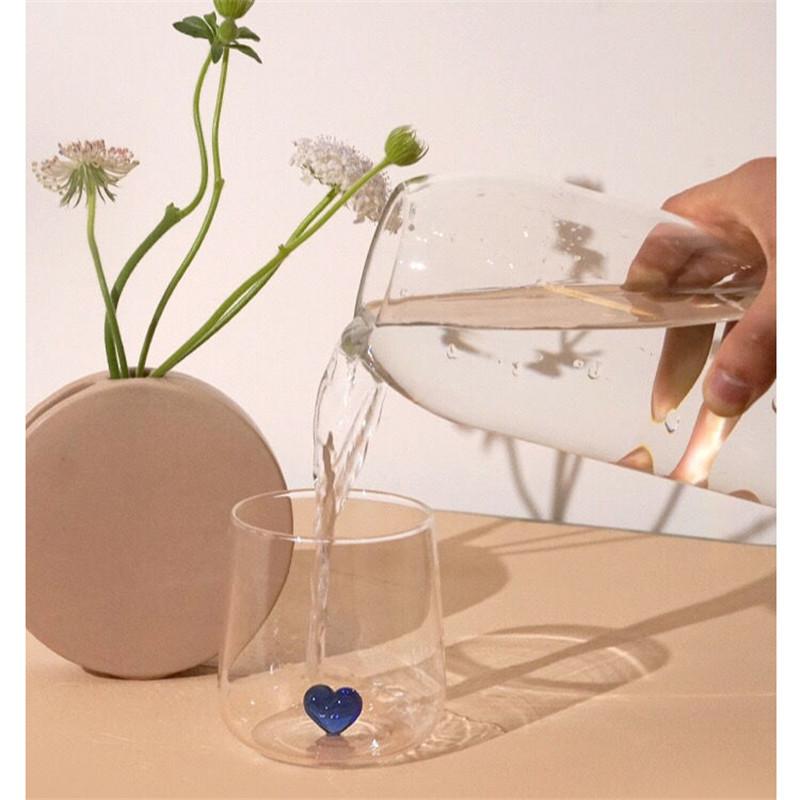 Cană de cafea din sticlă cu inimă creativă pentru cupluri, ceai, mic dejun, lapte, suc, ceașcă, drăguț, cadou pentru iubitori