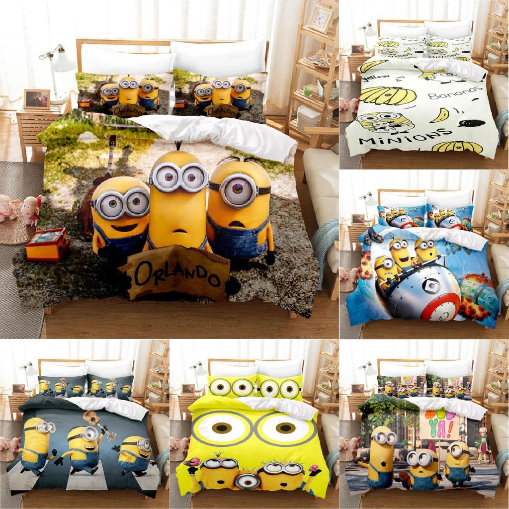 Minions Duvet Anime Cover Set Comforte Printed Cartoon Twin Bedding Christmas