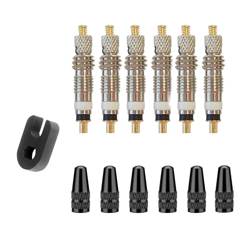 

12pcs Removable Presta Valve Core Replacement Brass Tubeless Core Remover Tool for Road MTB Bicycle Tire Repair Kit чорний