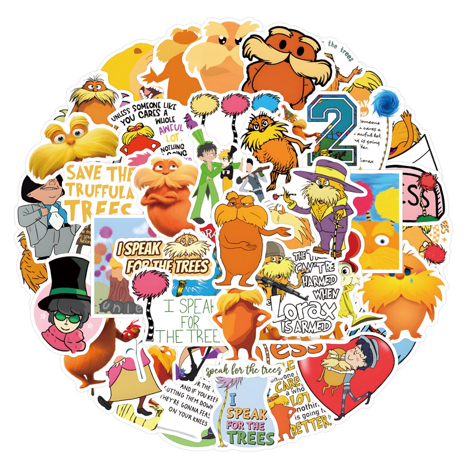 Lorax Graffiti Stickers: 55 Waterproof Decorative Stickers for Suitcase, Phone, Skateboard