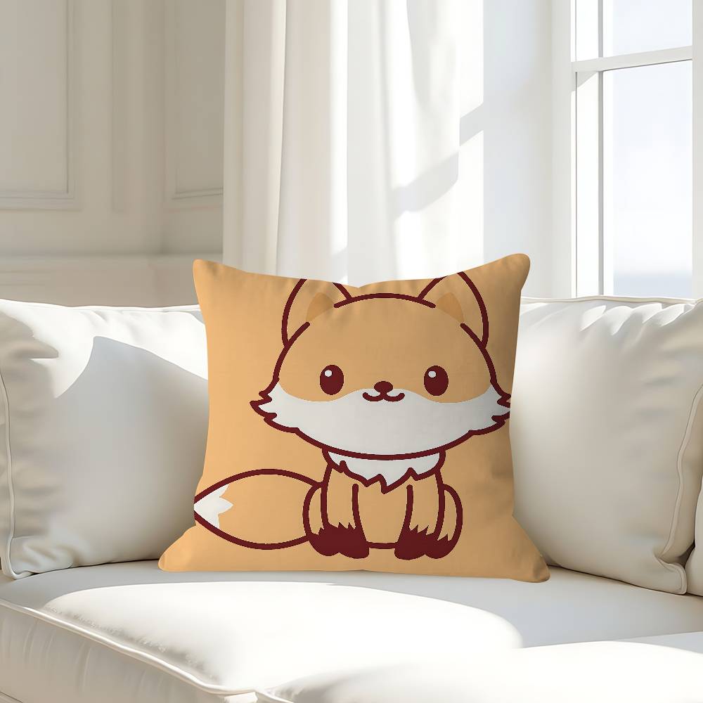 Cartoon Niedliche Tiere Kissenbezug Abnehmbarer Waschbarer Kissenbezug – Ganzjährig Weiches Leinen