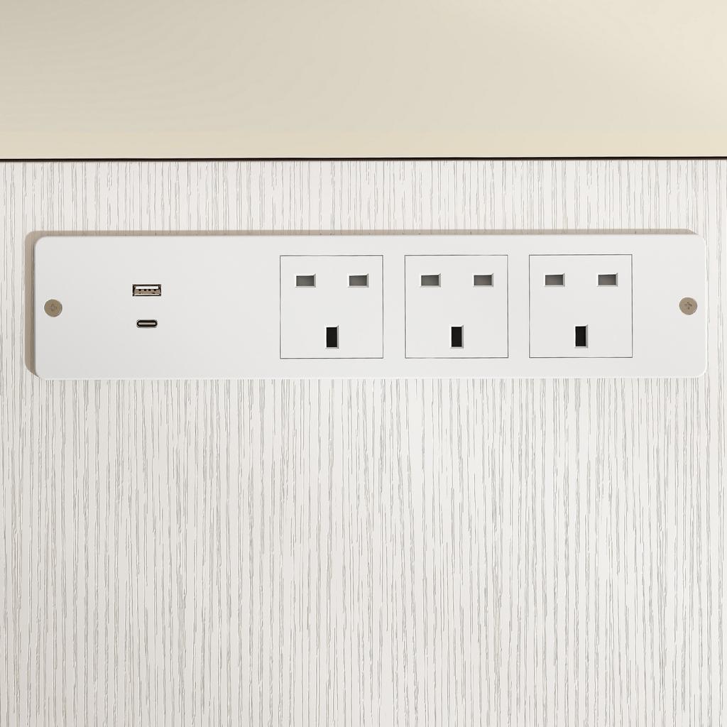 Reversible L Shaped Desk with Drawers USB Ports 150 X 80 Cm White