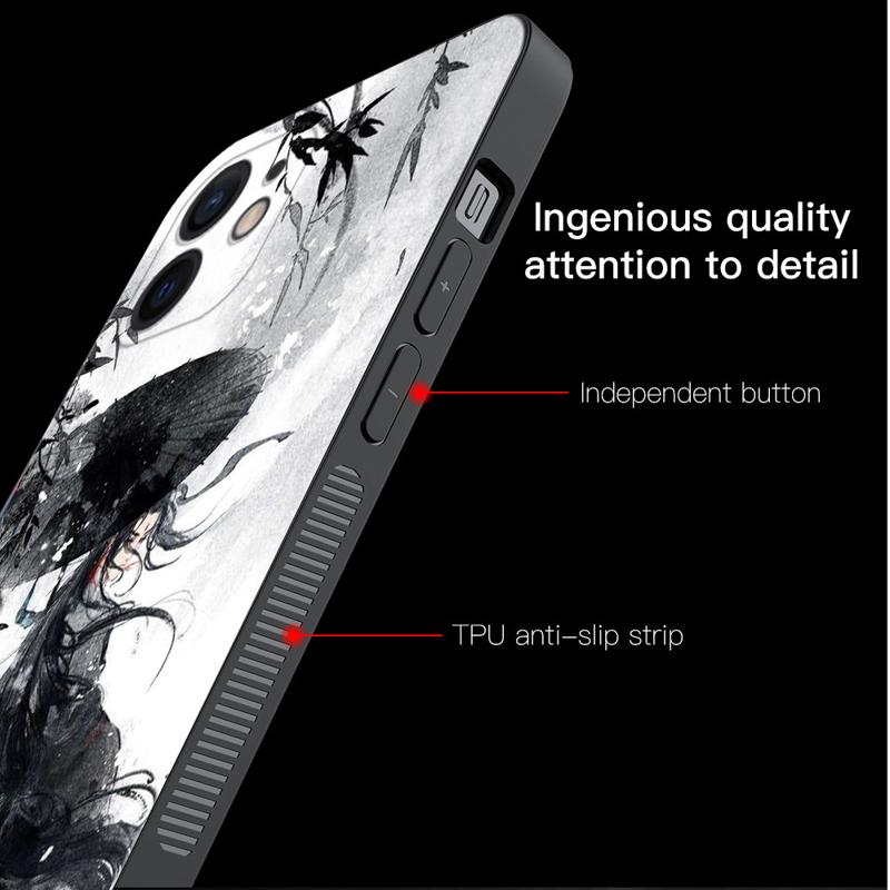 Phone Case For Apple Iphone 14 13 12 11 Pro Max 13 12 Mini Xs Max Xr X 7 8 6 6s Plus Shell Japan Samurai Landscape Ink Painting