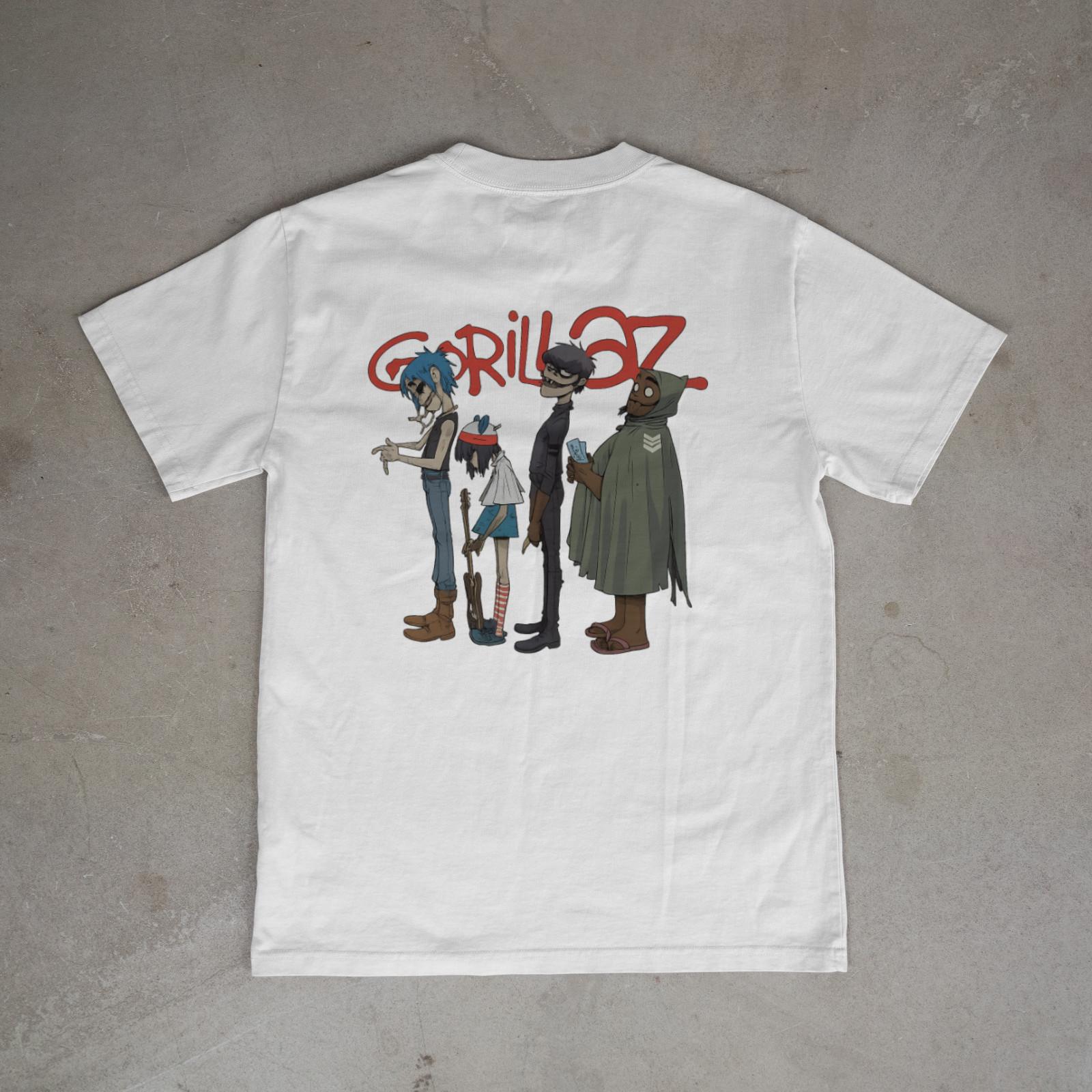 Cartoon Rock Band Lineup Graphic T-Shirt Alternative Music Streetwear Back Print M