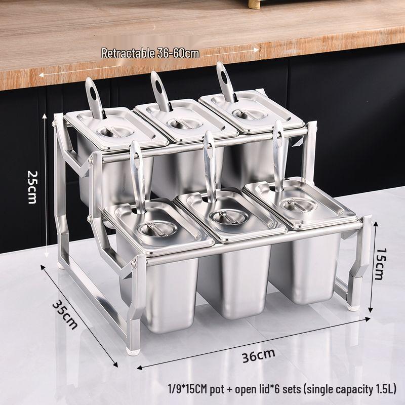 Commercial Stainless Steel Multi-Compartment Condiment Tray Set for Milk Tea Shop