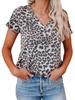 Women's T-Shirt Leopard 3D Printed V-Neck Short Sleeve Slim Casual Daily Top Y2k Clothes Outdoor Streetwear Loose Tee Female Top