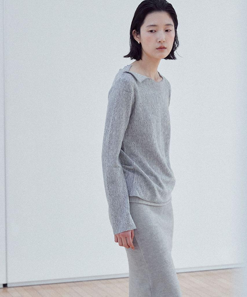 Yutosiseu Race Off-Shoulder Top(Grey)