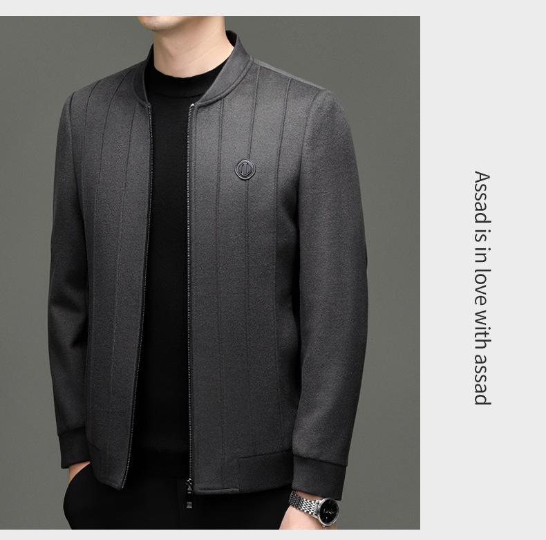 Men's Wool Tweed Lapel Jacket - Mid-aged Autumn/Winter Coat