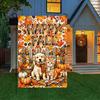 1PC Happy Fall Dog & Cat Garden Ag, Double Sided Print, Perfect for Fall Patio and Outdoor Seasonal Decor (pole Not Included)