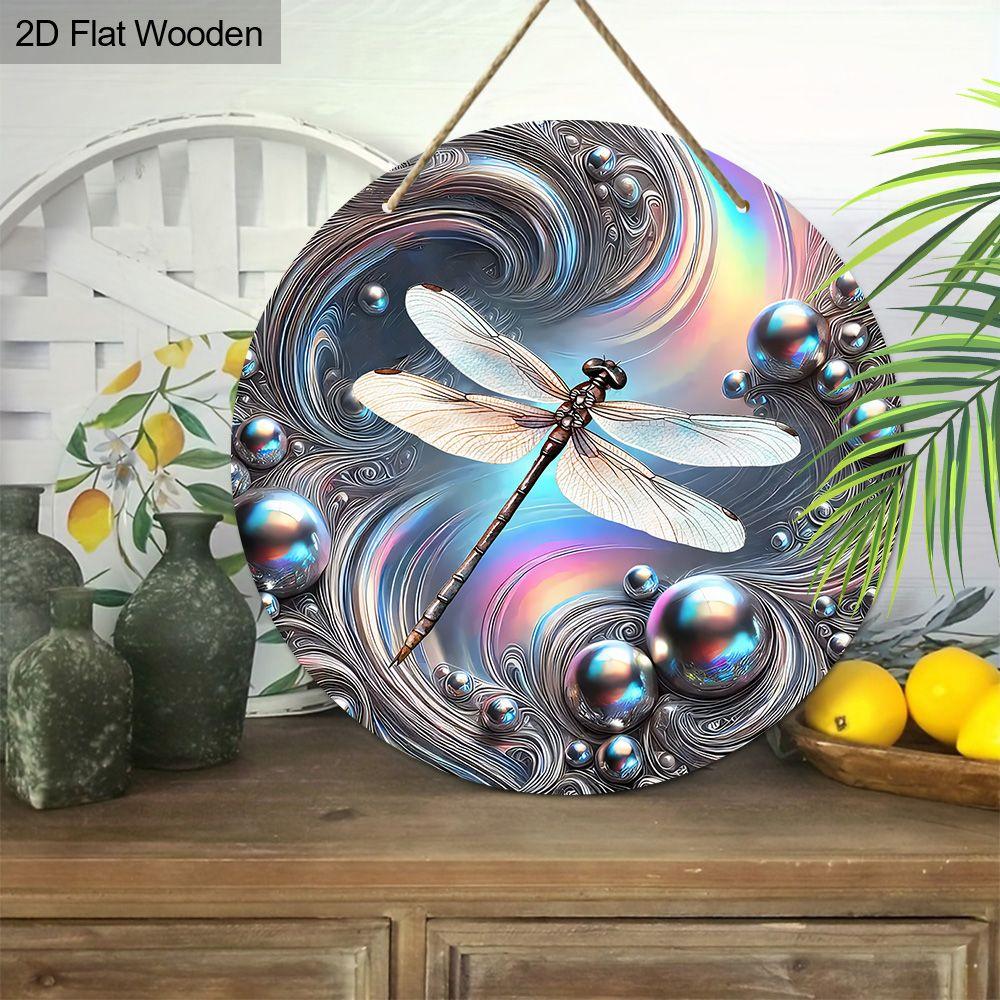 Garden Decoration, Wooden Hanging Decorative Signs, Dragonfly Patterns, 2D Graphic Products, Housewarming Gifts for Friends