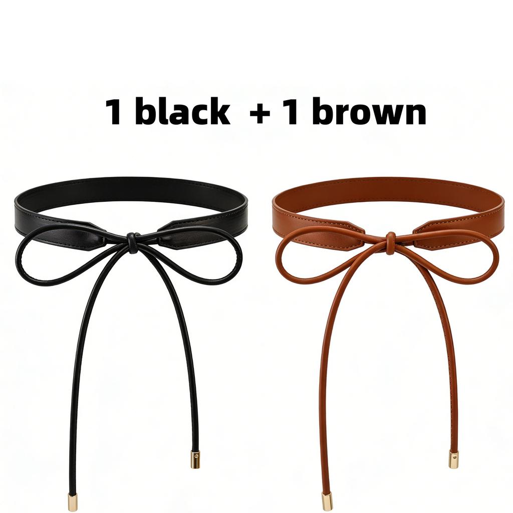 Fashion Round Leather Rope Thin Belt Waist Chain Women Decorative Knotted Waist Rope Decorative Skirt Coat Sweater Strap