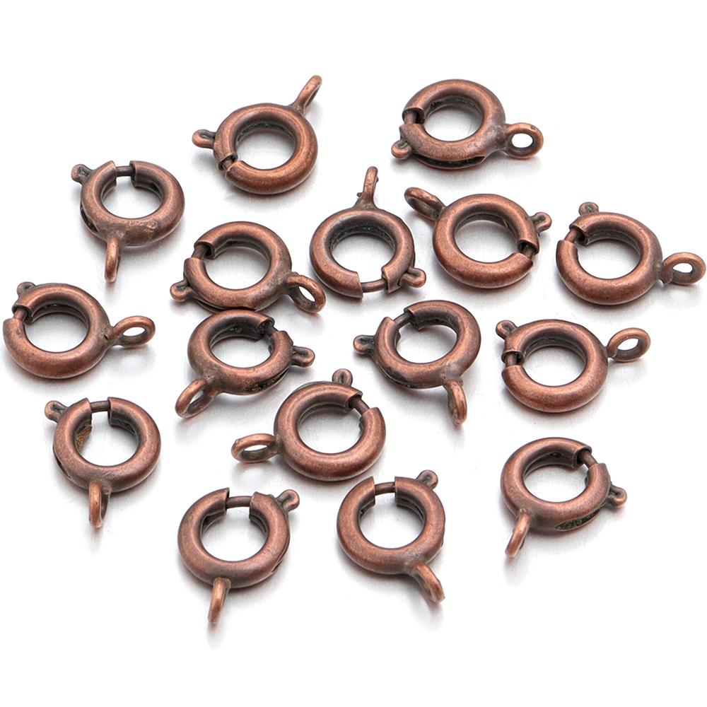 

10pcs/lot Copper Round Spring Clasps Keychain Hooks Buckles End Connectors For Bracelet Necklace DIY Jewelry Making Accessories 6mm