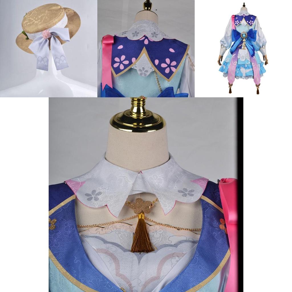 Halloween Carnival Party Costume Genshin Impact Kamisato Ayaka Cosplay Wig Dress