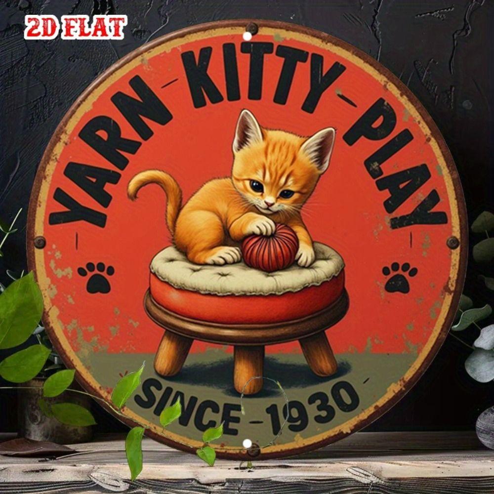 Metal Cat Wall Decor Tin Sign Gift For Friend 15x30cm Vintage Home Art
