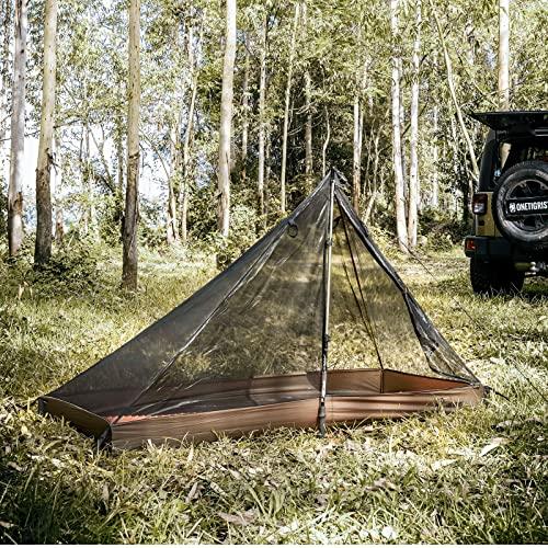 OneTigris ROC Enkele Binnentent, Eénstok Binnentent voor Solo Kamperen, Ultralicht Mesh Tent met Klamboe, Stok Apart Verkocht