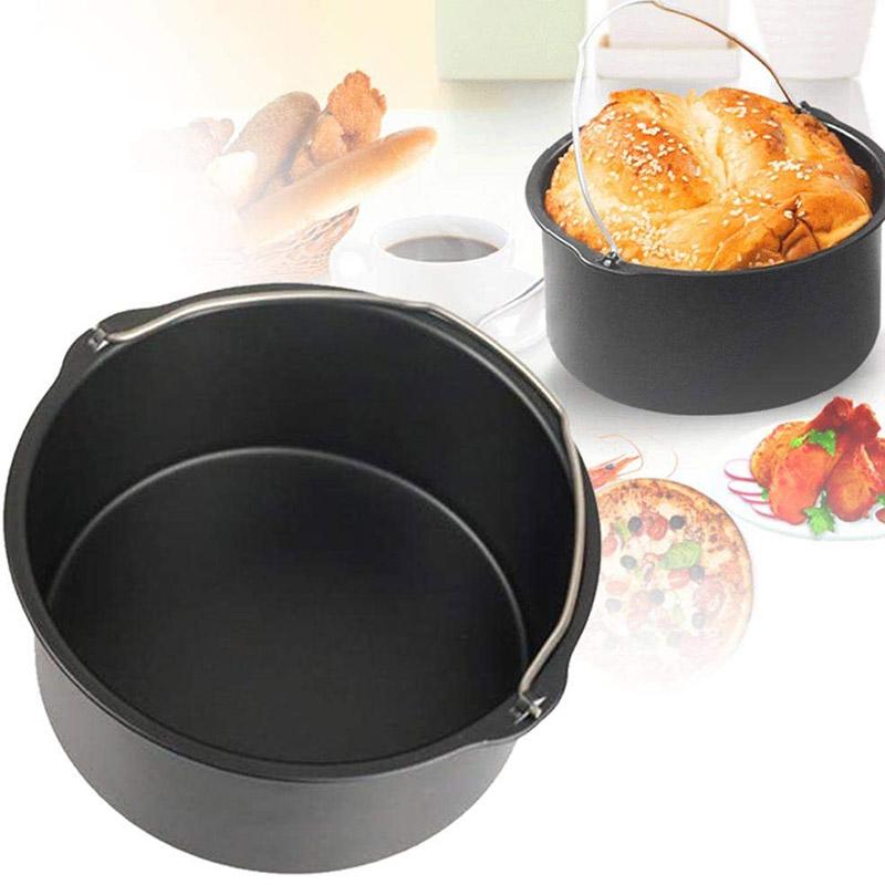6/7/8 Inch Non-Stick Baking Mold Air Fryer Pot Round Tray Pan Roasting Pizza Cake Basket Bakeware Kitchen Bar Cooking Accessory