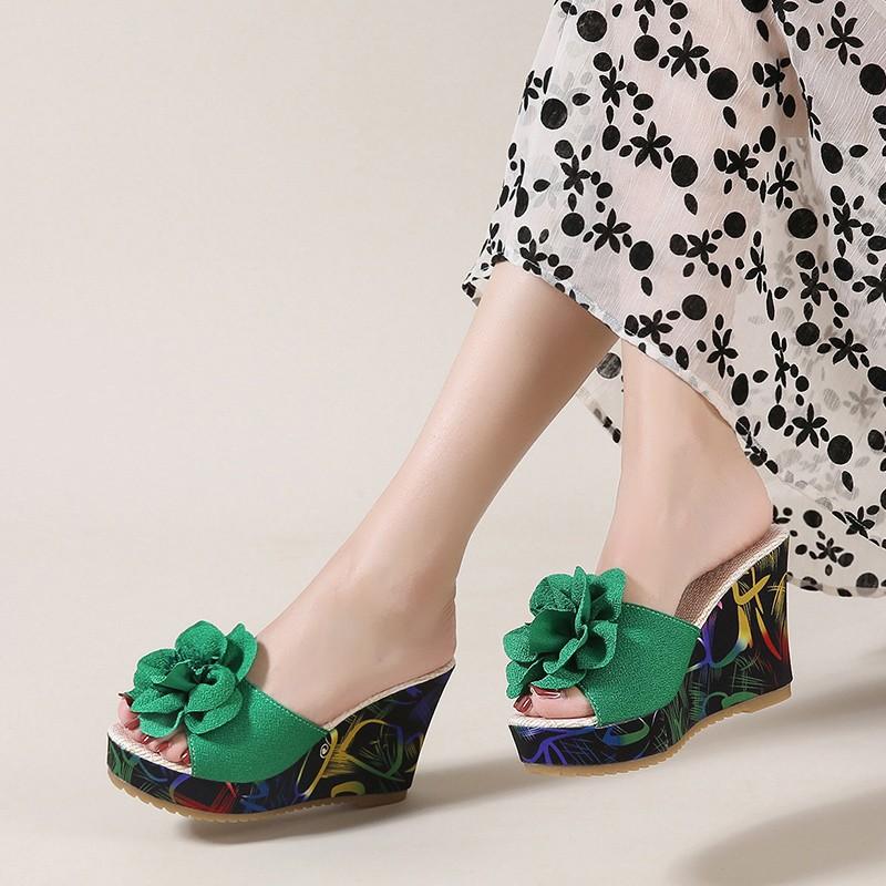 Slippers Female Fish Mouth Thick-soled Muffin Shoes.cm Casual Wedge Sandals Children Spring and Summer