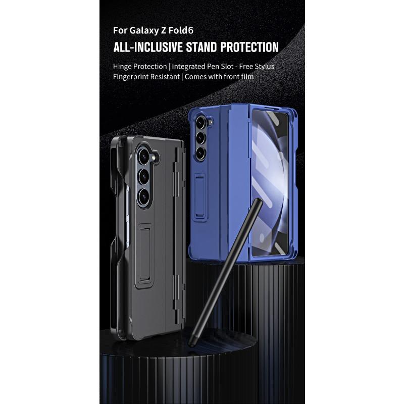 Invisible Stand for Samsung Galaxy Z Fold 6 5 4 3 Case Pen Slot Stylus Glass Film Screen Hinge Protection Cover Stand Holder