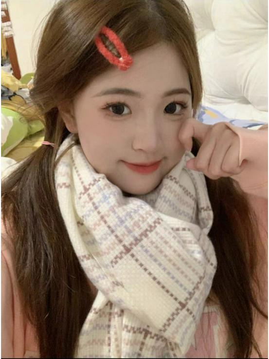 Dámský kostkovaný šátek v korejském stylu - Módní, Všestranný, Zesílený pletený nákrčník