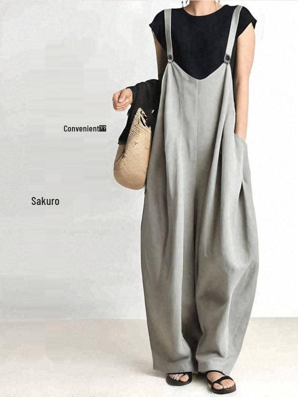 

Japanese Wide-Leg Overalls: 4 Colors, 2026 Autumn Collection, Loose Solid Color Jumpsuit Large светло-зеленый