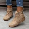 European/American Cross-border Rivet Tassel Boots - Women's 2023 Autumn/Winter Collection (Large Size)