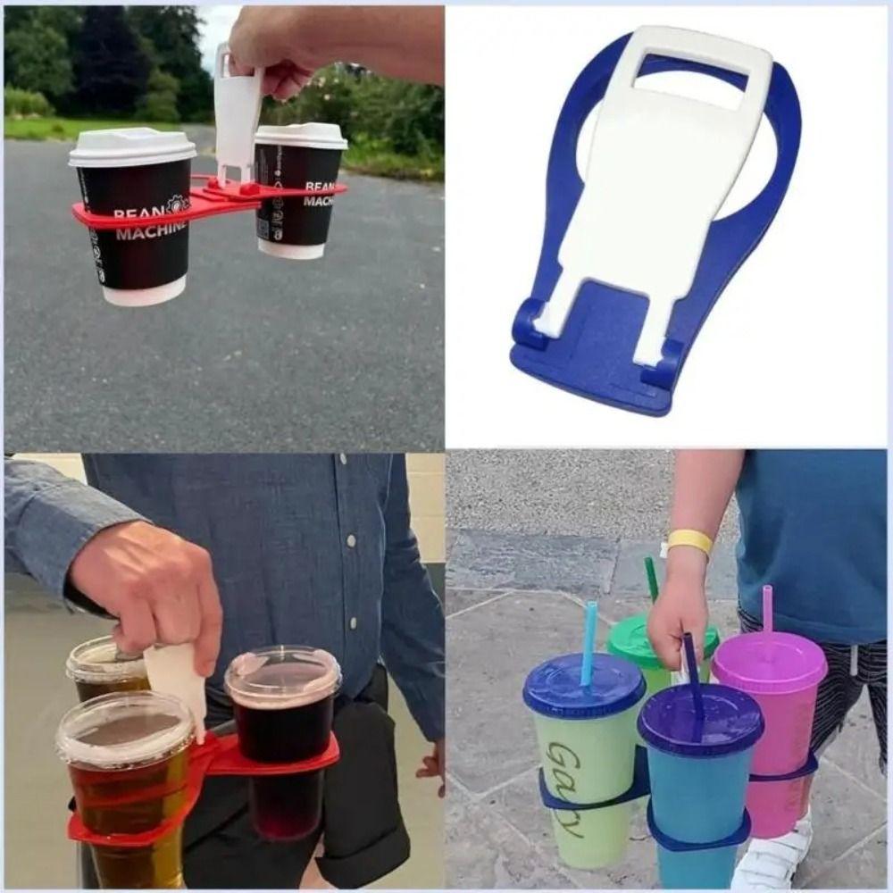Versatile Plastic Foldable Cup Holder Anti Scalding 4-Cups Drink Carrier Rotating Carousel Cup Carrier Bar