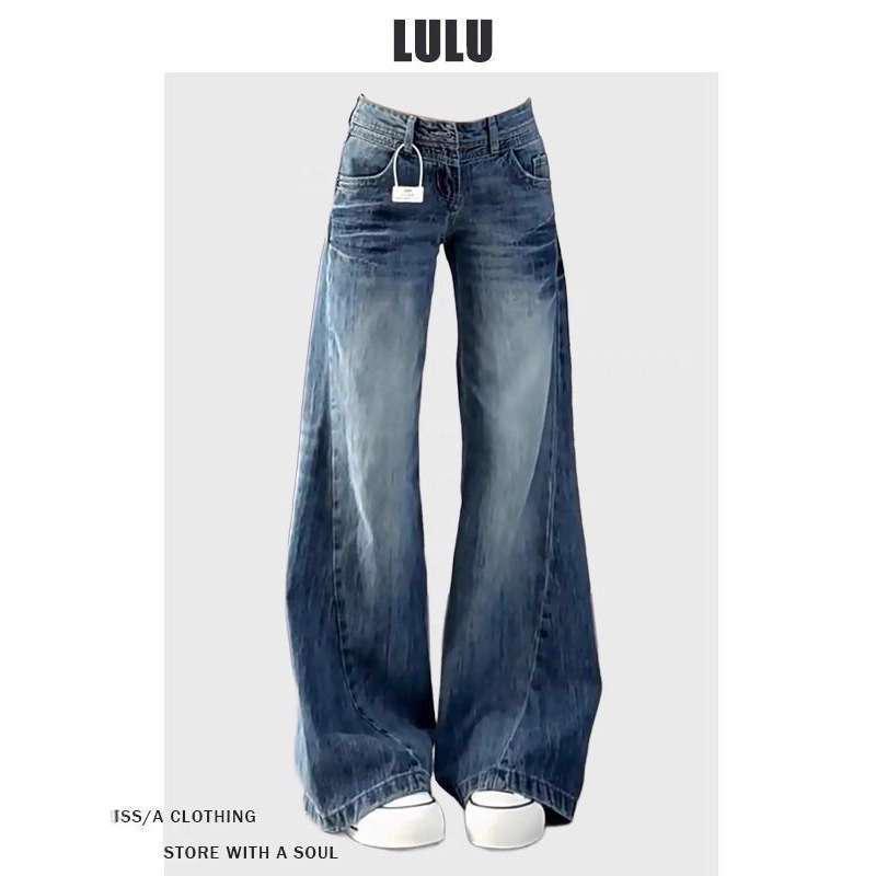 

Plus Velvet Thickened Retro American Style Lightning Straight-Leg Women s High-Waist Flare Jeans Extra Large