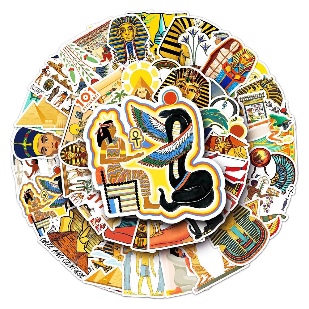 10/30/50pcs Cartoon Ancient Egyptian Culture Stickers Pyramid Pharaoh Sticker DIY Skateboard Notebook Phone Case Decals Toy Gift