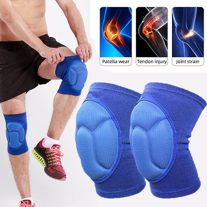 

1 пара защитных наколенников, поддержка фитнеса, толстая губка, противоскользящая защита от столкновений, баскетбольный бандаж, защита наколенника