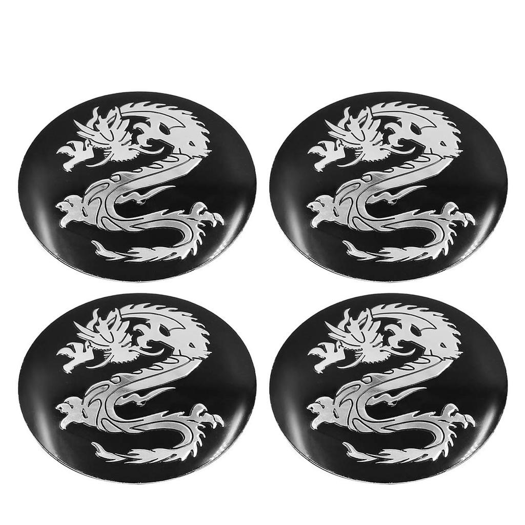 uxcell 4pcs Car Hub Caps Center Cover Dragon Pattern Silver Tone Diameter 56mm