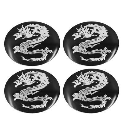 4pcs Car Hub Caps Center Cover Dragon Pattern Silver Tone Diameter 56mm