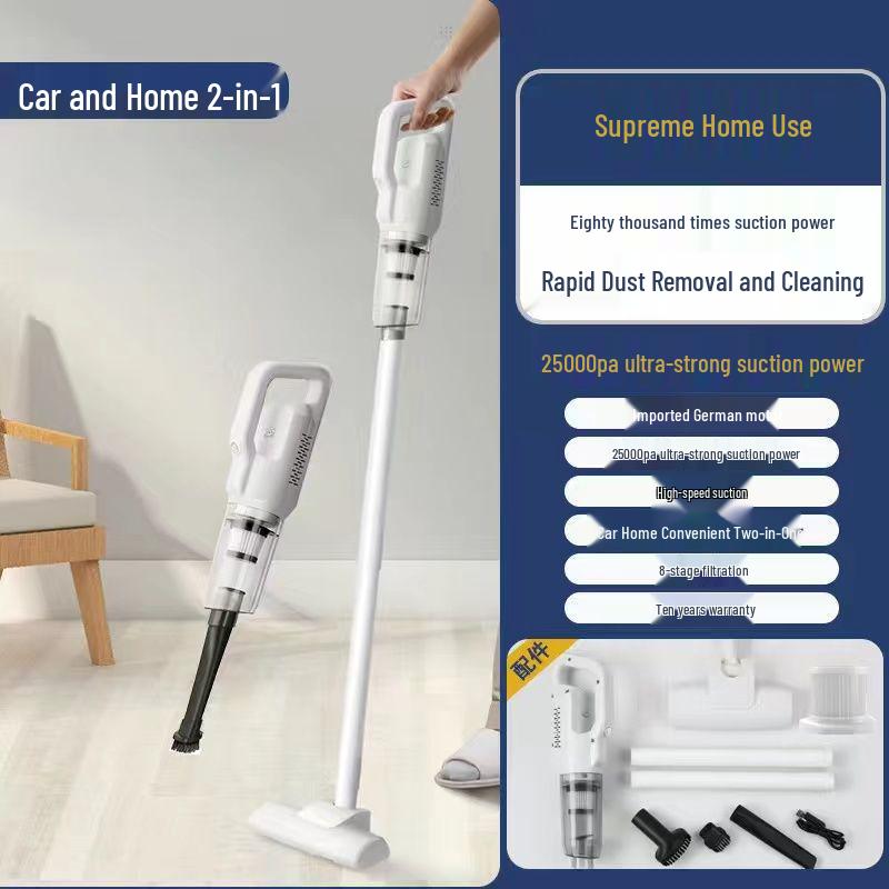 Wiederaufladbarer kabelloser Staubsauger und Wischmopp für Zuhause/Auto - Hohe Saugkraft, Handheld, Multifunktional, Milben- und Haarentferner