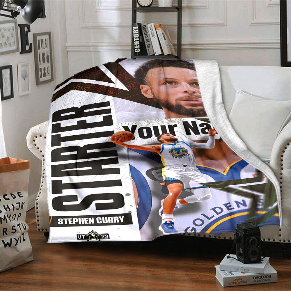 Golden State Warriors Curry Personalized Name Blanket Multi-purpose Personalized Blanket Comfortable Throw For Living Room Office Chair Office Picnics