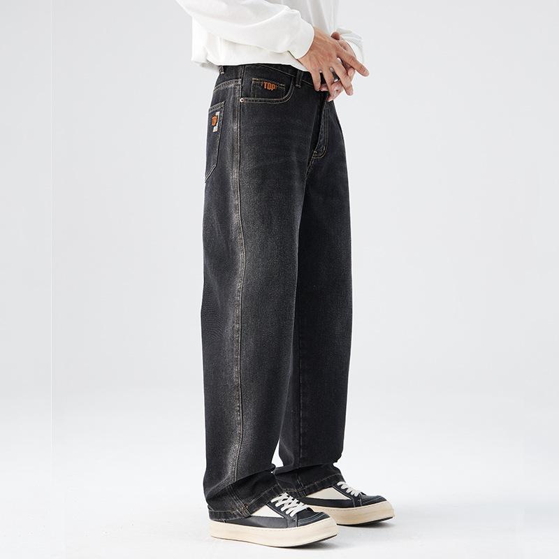 Wide-leg Jeans for Men's Spring New Loose Straight Retro Gradient
