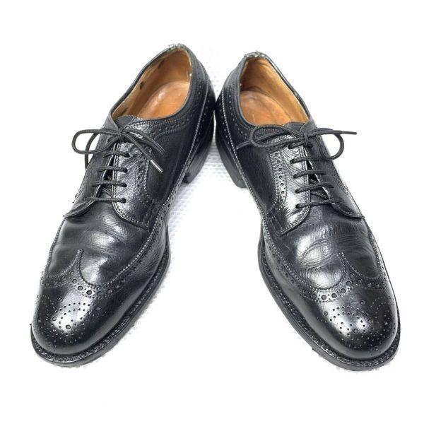 Vintage ALDEN Size 10.5A C 27.5 28.0cm Wingtip Dress Shoes Black(USED)