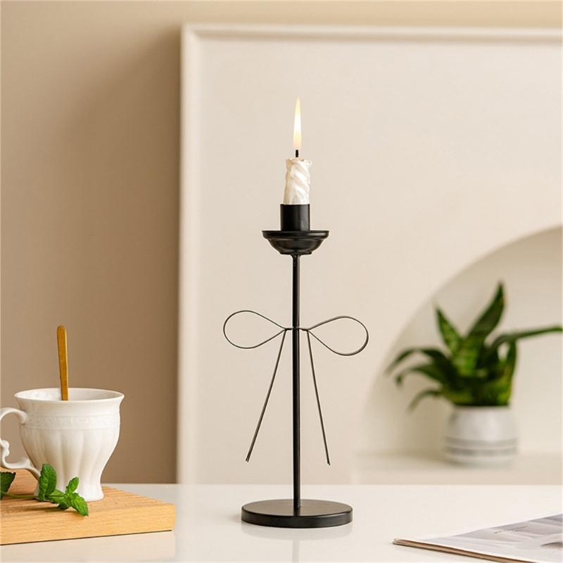 Decorative Candle Stands Iron Taper Candle Holders Bowknot Candlestick Holders for Wedding,Dinning,Party Decorations