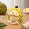 Cartoon Ceramic Toothpick Holder Creative Durian Shape Hedgehog Toothpick Dispenser Portable Eco-Friendly Cotton Swab Tube