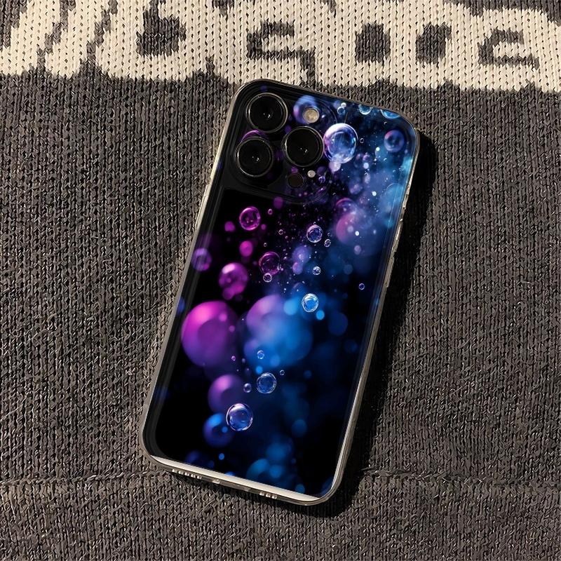 Neon Glowing Bubbles Phone Case For iPhone 17 Air 16E 16 15 14 11 Pro Max Plus 13 12 Mini 8 7 X Transparent Shockproof Cover