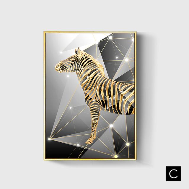 Home Decor Interior Luxury Modern Painting Gold Decoration Canvas Deer Pictures On Wall Loft Frameless Poster Room Decor No Frame