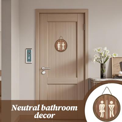 Bathroom Sign Wood Business Toilet Sign Restroom Decoration Wall Decor For Office Guest Business Guesthouses Home Hotel Women