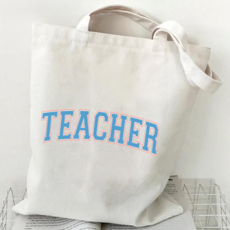 Life Graphics Women Canvas Shoulder Bag Leopard Print Letters Shopping Bag Teacher Best Gift Female Reusable Handbags