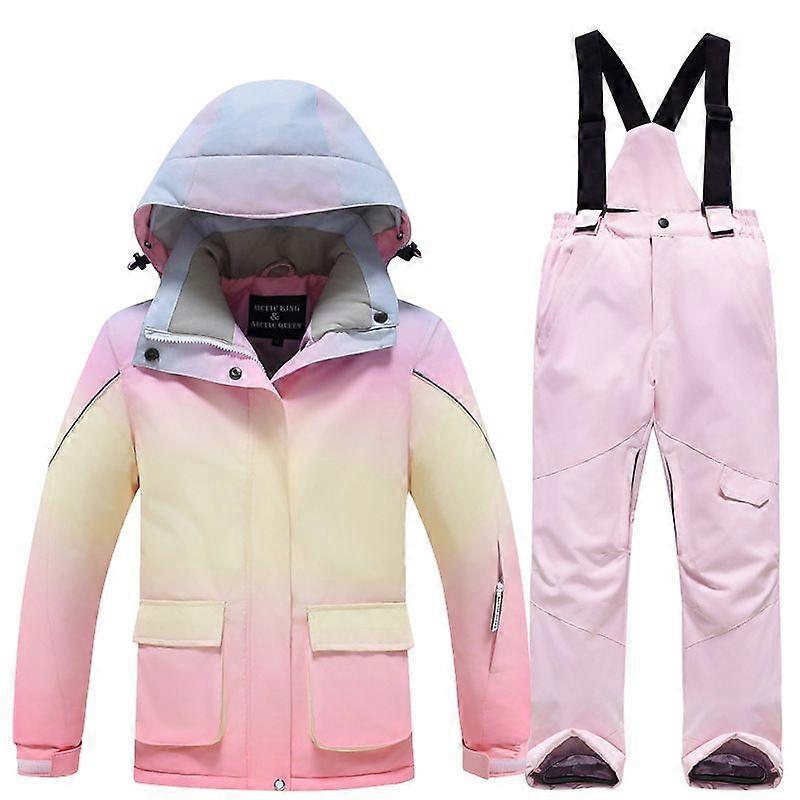 Kids Girls Ski Suit Waterproof Warm Windproof Thick Snowboard Ski Jacket Pants Set