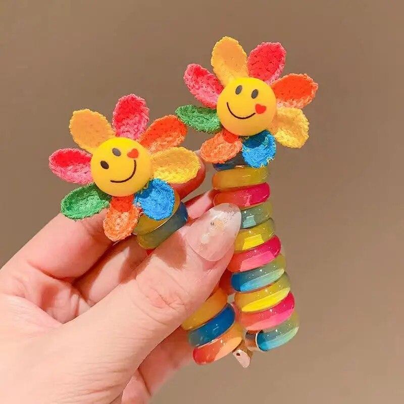 2 buc benzi elastice de cauciuc pentru fete pentru copii, sârmă de telefon, legături de păr, spirală, curele de păr, frânghie, coadă de cal, accesorii de păr