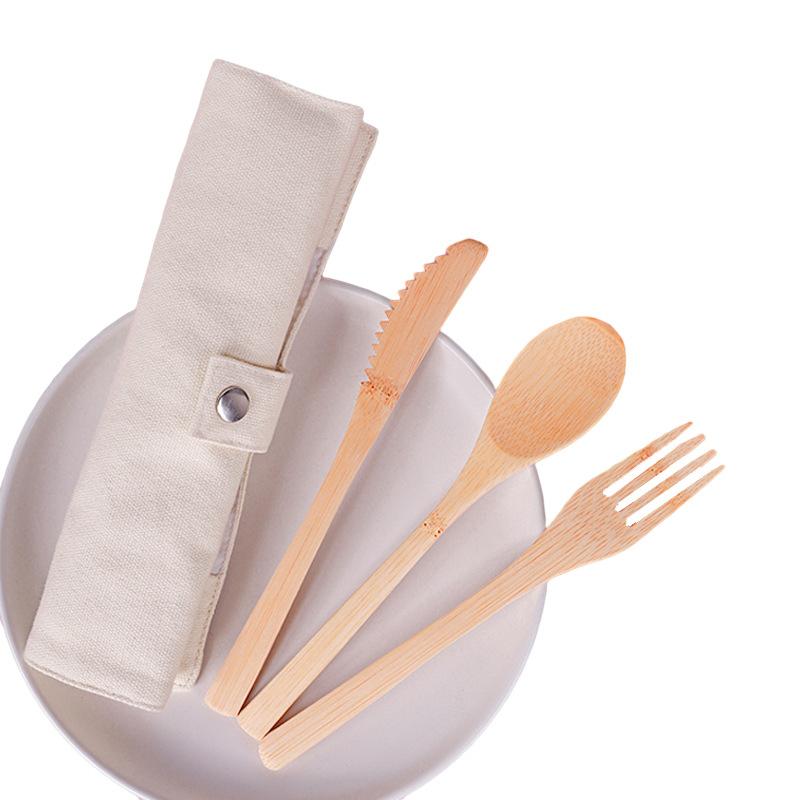 Wooden Spoons And Chopsticks Bamboo Cutlery Set Bamboo Knife Fork And Spoon Student Cutlery, Outdoor Wooden Portable Set